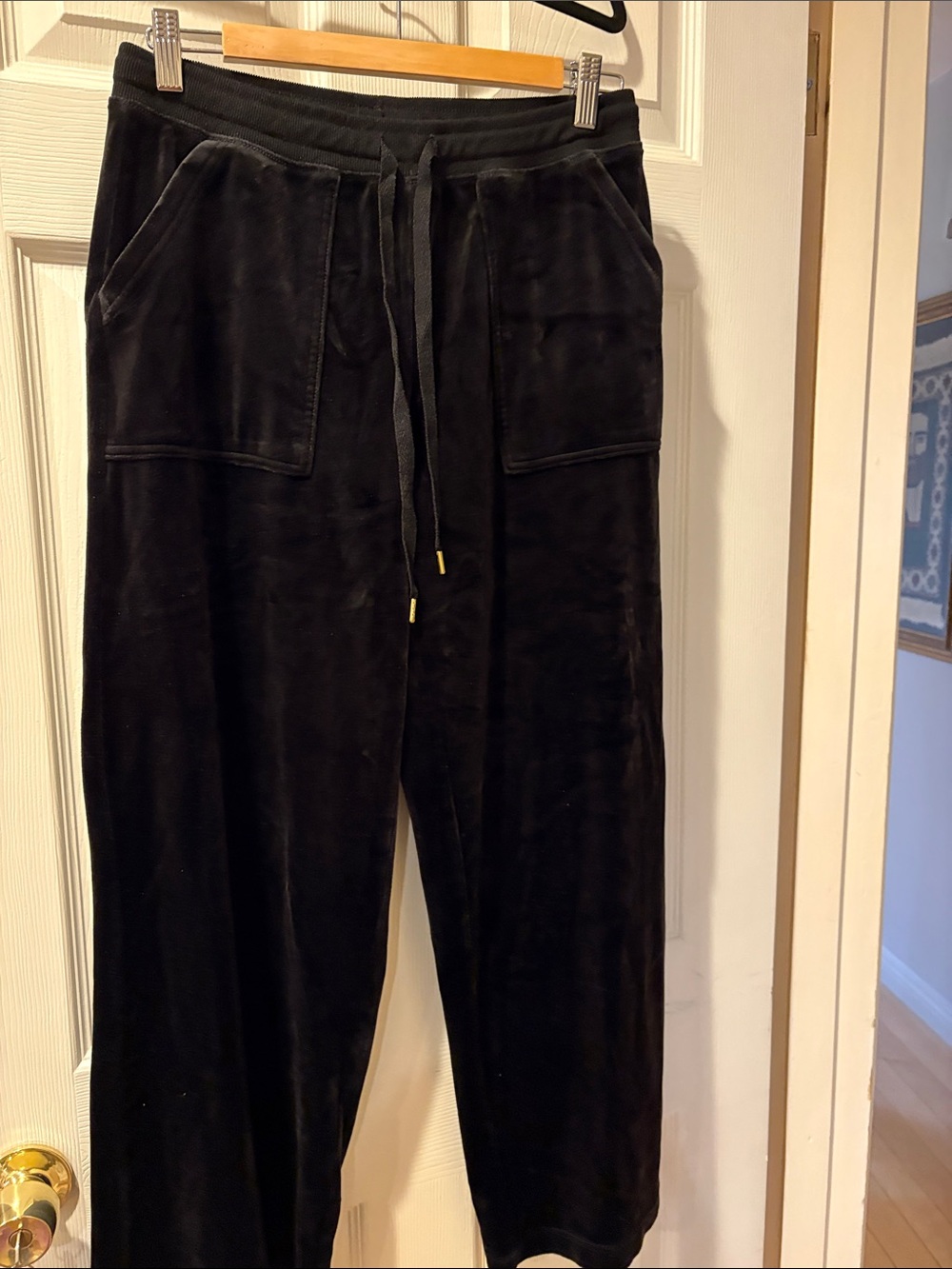 Style & Co. Black Wide Leg Velvet Drawstring Pants